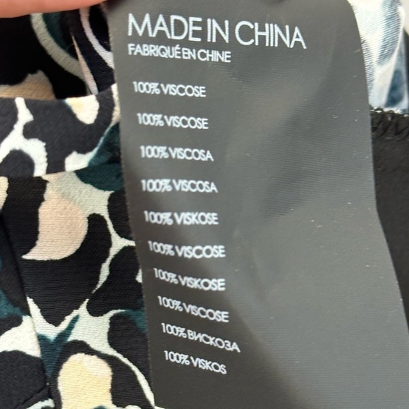 Club Monaco Abstract Print Wide Leg Pleated Front Trouser Pant - Black - size 2 - Picture 7 of 9